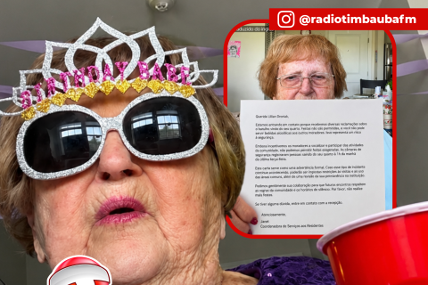 Idosa de 96 anos recebe advertência após promover festas com jovens e bebidas em casa de repouso